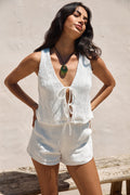 Pearlescent Jewels Crop Top White